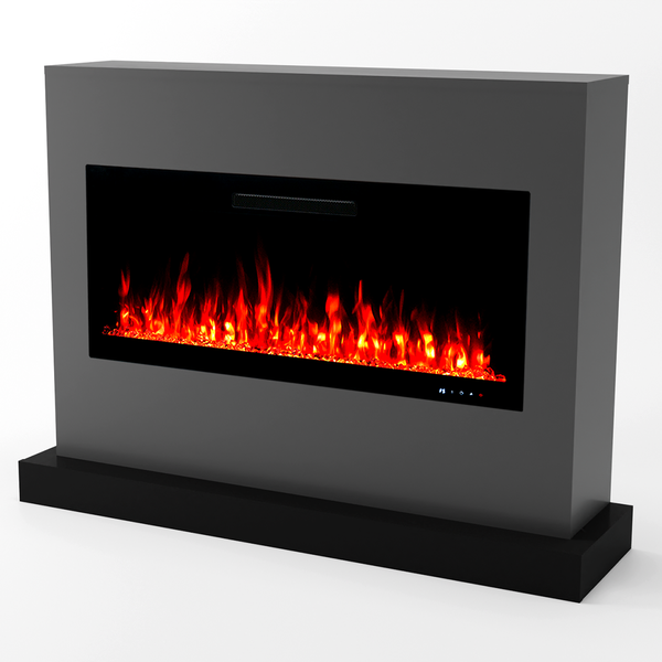 Glow Fire Elektrokamin 'Zeus106' | LED Standkamin in grau mit Heizung (1500 W) | HxBxT: 100x135x35 cm