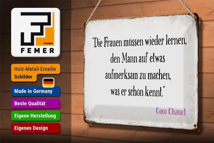 Blechschild Spruch 30x20cm Frauen müssen nicht lernen Mann