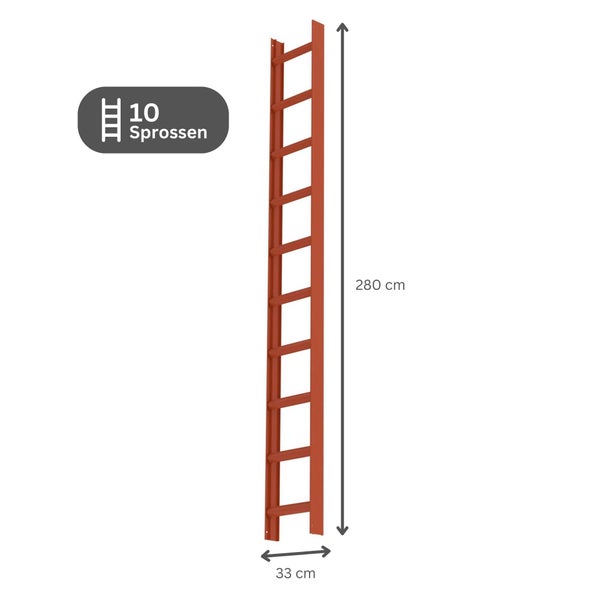 PROREGAL Dachleiter Rot 10 Sprossen