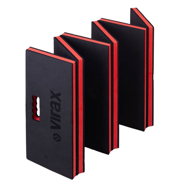 Gepolsterte, faltbare Kniebank mit Tragegriff und Virax Logo.