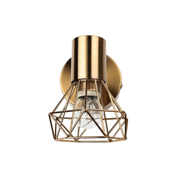 Wandleuchte aus Metall mit geometrischem Lampenschirm