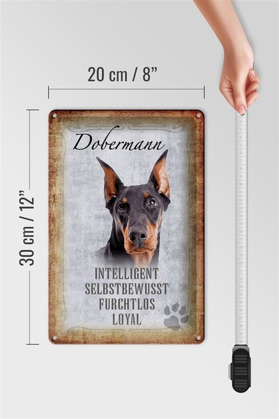 Blechschild Spruch 20x30cm Dobermann Hund loyal Schild