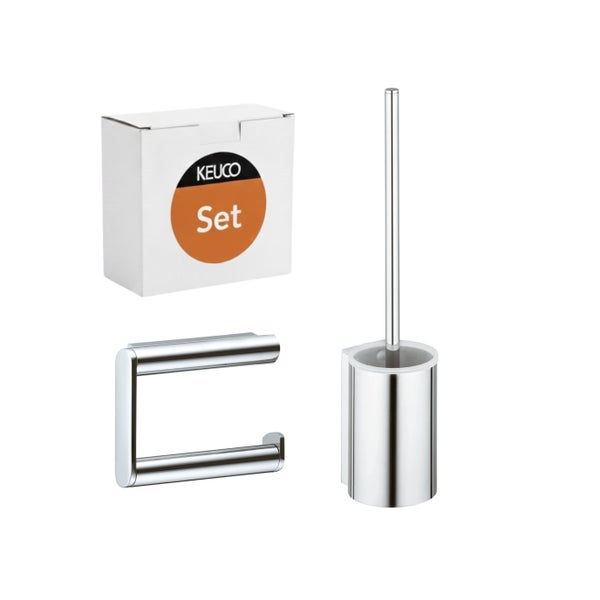 Keuco Badaccessoire Set bestehend aus einer WC Bürstengarnitur und einem Papierrollenhalter aus Metall