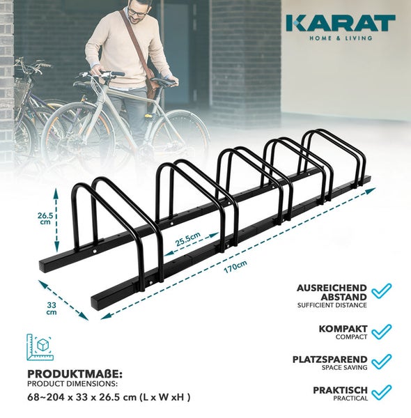 Fahrradständer für mehrere Fahrräder mit Maßangaben