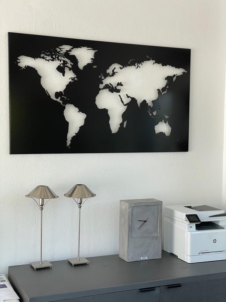 ALU BLACK Weltkarte Wandbild 140x80x2 cm
