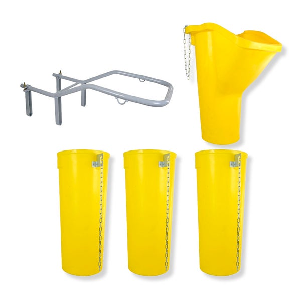 Bauschuttrutschen-Set SIRL XXL Profi | 5-teilig | 4,28m Länge | Einfülltrichter, Halterung & 3 Schuttrohre | Gelb