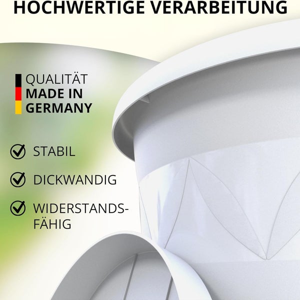 Produktmerkmale hochwertiger Verarbeitung: stabil, dickwandig, widerstandsfähig, hergestellt in Deutschland.