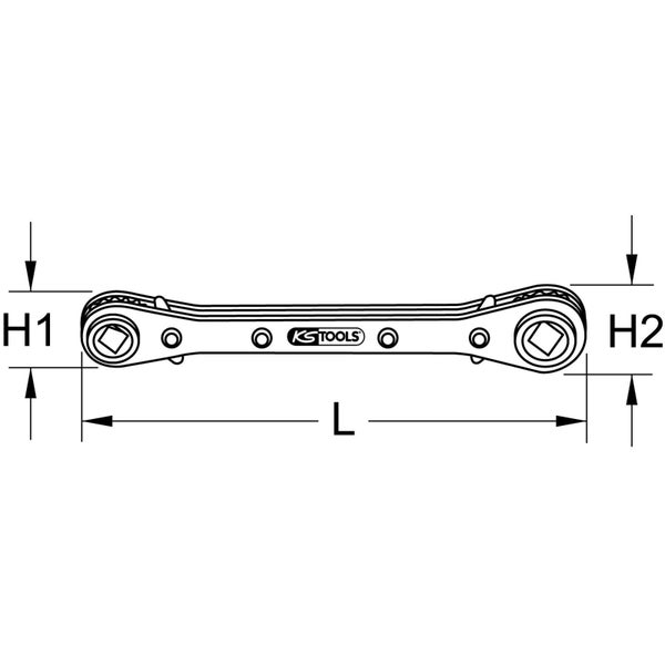 KS TOOLS 4 in 1 Kälte-Klima-Ratschenschlüssel umschaltbar - 130.0122