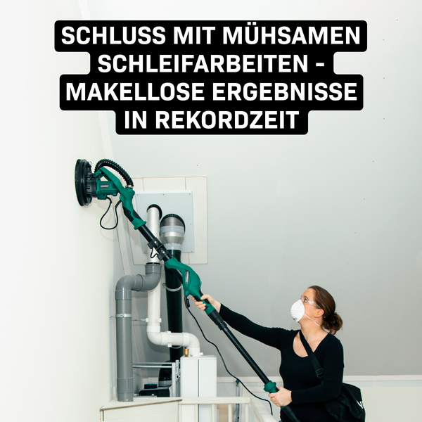 VONROC Trockenbauschleifer 1050W - Wand und Deckenschleifer 225mm, Giraffe mit Absaugung, Trockenbau Schleifmaschine Set inkl. 6 Schleifpapier