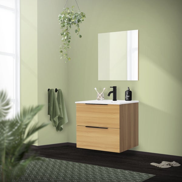 ML-Design Badspiegel, Weiß, Spiegel 60 x 60 cm, Glas, Rahmenlos Badezimmerspiegel, Quadratische Wandspiegel, Badezimmer Spiegel, Dekospiegel, Einfache Montage, Wandmontage, Deko Spiegel