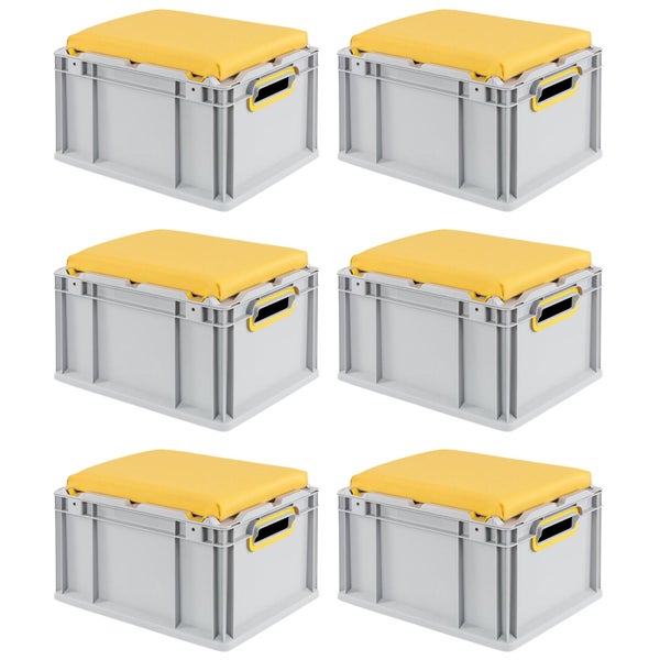 PROREGAL Eurobox NextGen Seat Box Gelb HxBxT 26,5 x 30 x 40 cm 20 Liter Griffe Offen Eurobehälter Sitzbox Transportbox Transportbehälter Stapelbehälter