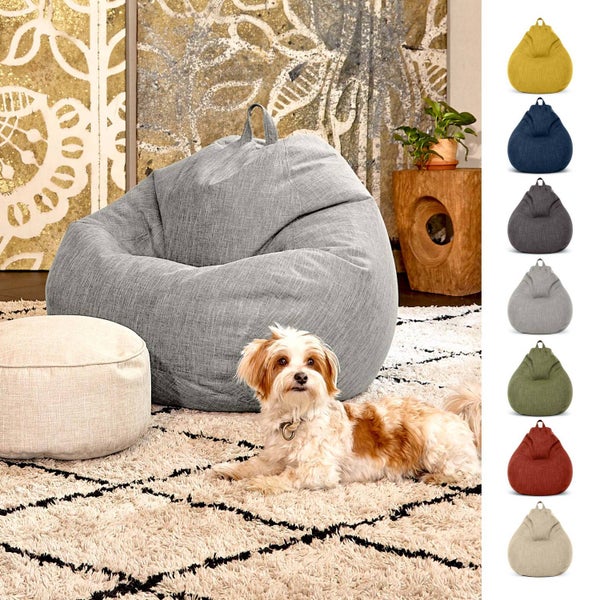 Green Bean Indoor XXL Sitzsack mit 300 Liter mit EPS-Perlen Füllung - Kuschelig Weich Waschbar - Drinnen Stoff Bodenkissen Liegekissen Sitzkissen - Silber Grau