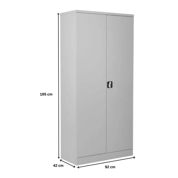 PROREGAL Stahlschrank Bee 8 Fachböden HxBxT 195 x 92 x 42 cm Verzinktes Fachbodenmaterial Grau & Grau