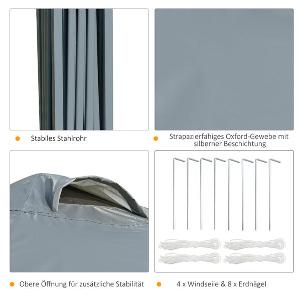 Outsunny Pavillon ca. 3x3m, wasserdicht Stabil Winterfest Pop-up Faltpavillon, UV Schutz, Faltbar Partyzelt, Gartenzelt mit Tasche, Gartenpavillon für Camping Garten, Dunkelgrau