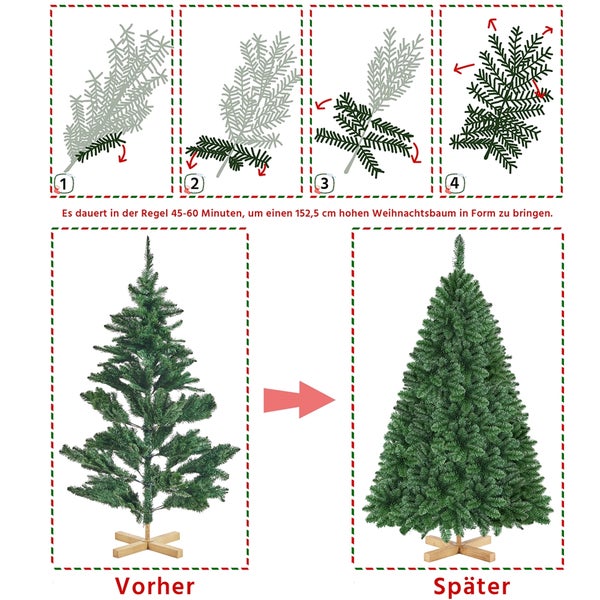 Yaheetech 152.5 cm Künstlicher Weihnachtsbaum mit Spitzen , Grün