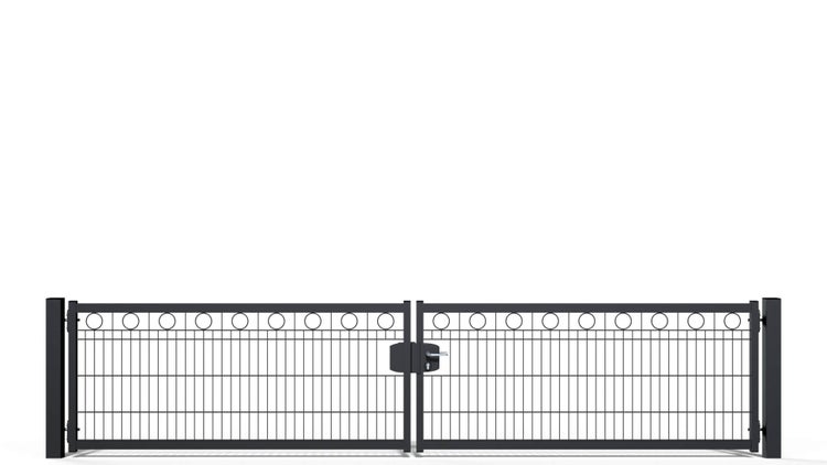 Gartentor ZAUNGURU BASIC-Line Berlin Kreis aus Metall, Höhe: 83cm, Breite: 401cm, 2-flügelig inkl. Pfosten, Schloss und Zubehör, Feuerverzinkt und in RAL 7016 Anthrazitgrau pulverbeschichtet