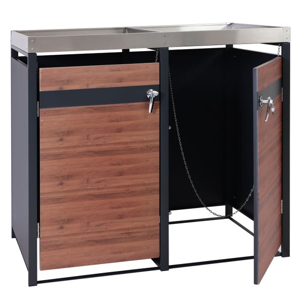 Gartenschrank mit zwei Türen und Edelstahlplatte