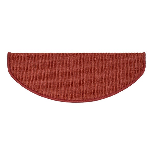 FLOORDIREKT Stufenmatte aus Sisal - Pure Nature - Umkettelt & Selbstklebend - Rot - 19 x 56 cm - Halbrund