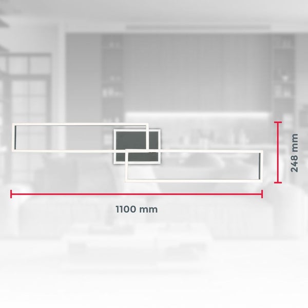 Deckenlampe 110x24,8 cm - 40W, 5200lm, LED, dimmbar, Fernbedienung, CCT, silberfarbig