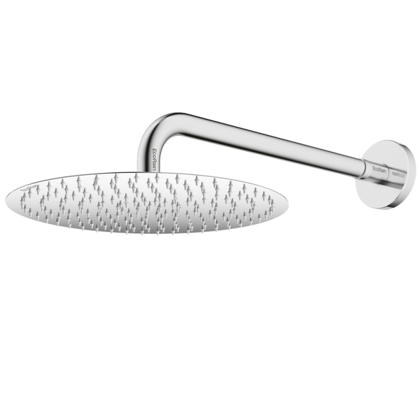 EcoRain 30% Wassersparender Regenduschkopf Tyler 20 CM Rund mit Wand-Duscharm - Hoher Wasserdruck - Universeller Anschluss - Anti-Kalk Duschkopf - Chrom