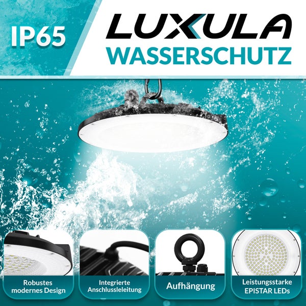 LUXULA LED UFO Hallenstrahler 100W 10000lm 5000K Neutralweiß HighBay EPISTAR Hallenleuchte IP65