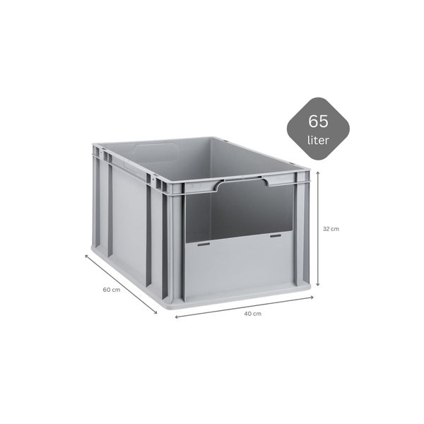 PROREGAL Eurobox NextGen Insight HxBxT 32 x 40 x 60 cm 65 Liter Front Offen Eurobehälter Transportbox