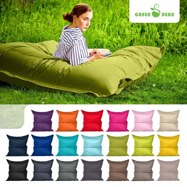 Green Bean Sitzsack 120x160cm 270 Liter Kinder & Erwachsene Bean Bag EPS Perlen Füllung Riesensitzsack Groß Draußen Outdoor Liegekissen Waschbar Wetterfest Lounge Chair Sitzkissen Bodenkissen Grün