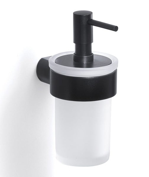 Wandseifenspender aus satiniertem Glas und matt-schwarzem Messing | Palazzo