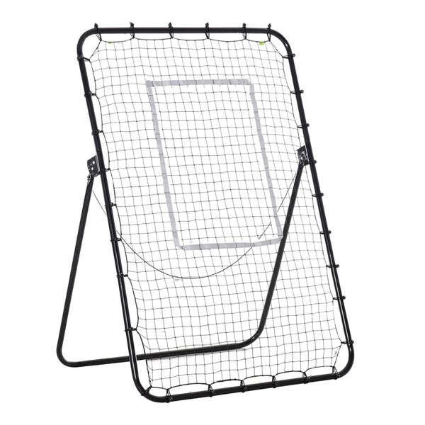 HOMCOM Fußball Rebounder, Klappbarer Fußballtor, Kickback Rückprallwand mit 4 Verstellbaren Stufen,  123 x 73 x 178,5 cm, PE-Netz, Eisen, Schwarz