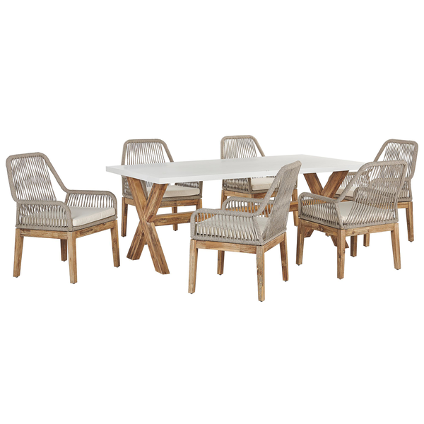 Gartenmöbel Set 6-Sitzer OLBIA inkl. Kissen Beton Beige