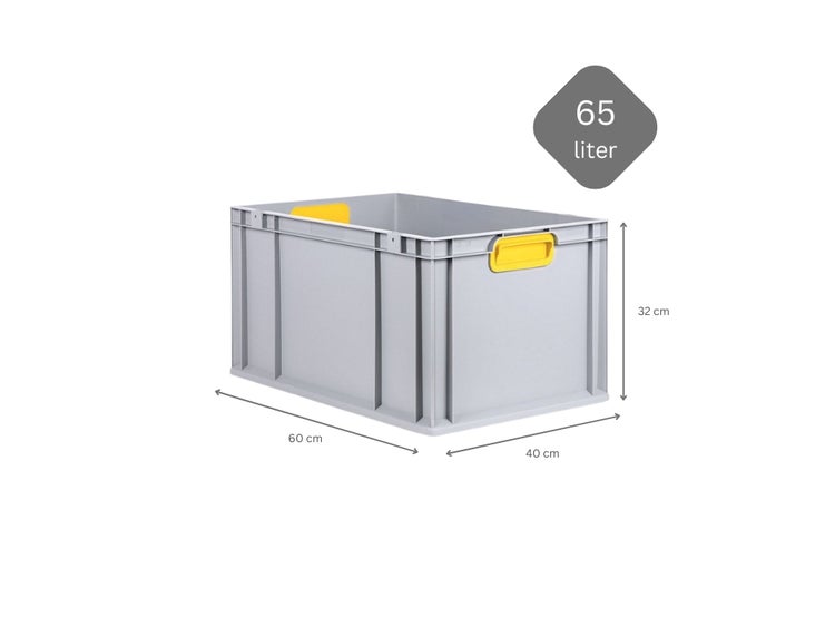 PROREGAL Eurobox Nextgen Color HxBxT 32 x 40 x 60 cm 65 Liter Griffe Gelb Geschlossen Verstärkter Boden Eurobehälter Transportbox