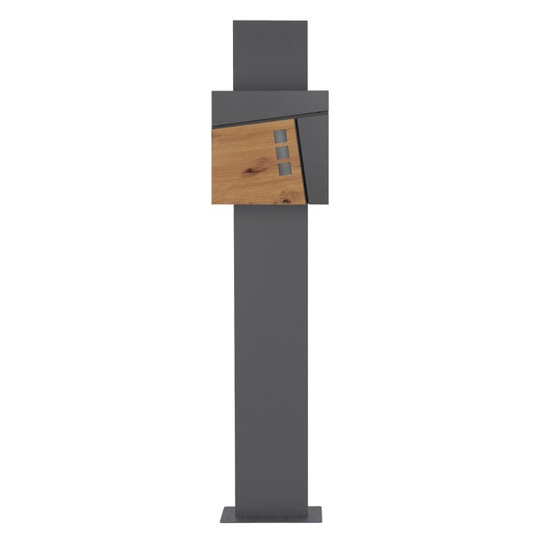 Freistehender Briefkasten aus Metall und Holz