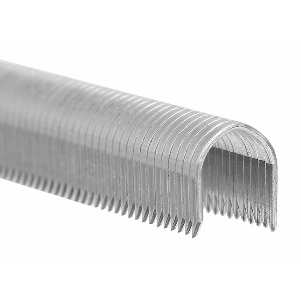 Rundrückenklammern aus Metall für Tacker im Streifen.