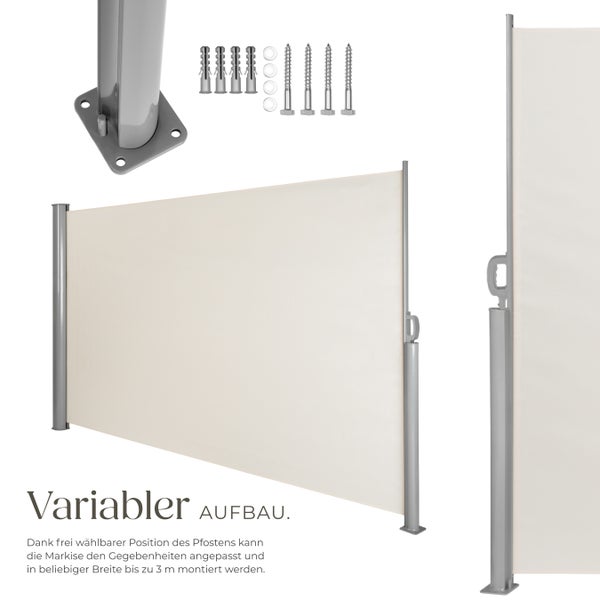 Seitenmarkise tectake  160 x 300 cm aus Aluminium beige