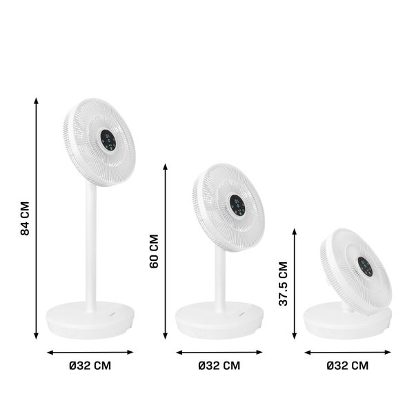 VONROC Akku Standventilator oszillierend leise (< 44 dB) - Ventilator mit Fernbedienung, 24 Geschwindigkeitsstufen – Leicht & tragbar – 3 Windmodi: Natürlich, Schlaf, Normal – Modular: Tisch- & Standventilator in einem