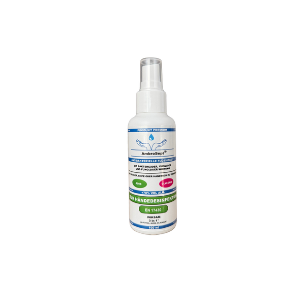 AmbroSept Händedesinfektionsmittel 100 ml – (5 Stück) Antibakteriell, viruzid, für hygienische & chirurgische Desinfektion, rückstandsfrei, angenehmer Duft (5 x 100 ml)