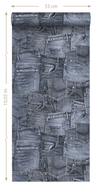Tapetenrolle mit Jeanshosen-Motiv, 53 cm breit und 10,05 m lang