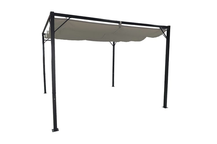 Pergola MARIA 300S300 mit einziehbarem Dach Hellgrau
