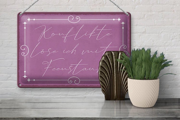 Blechschild Spruch 30x20cm Konflikte löse ich mit Feenstaub