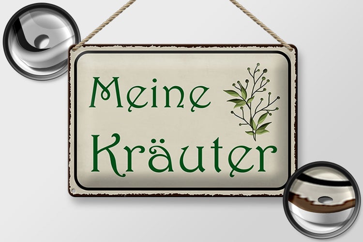 Blechschild Spruch 30x20cm meine Kräuter