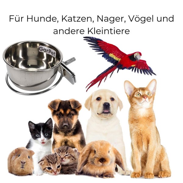 Edelstahlnapf zum Einhängen 1,40 L mit Schraubenhalterung