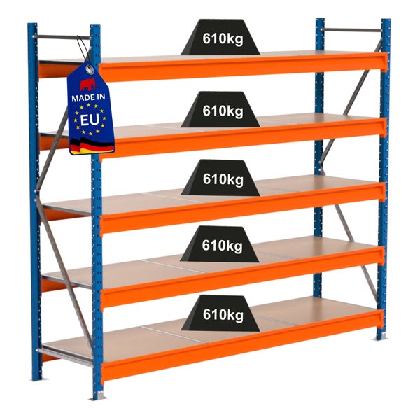 Regal mit fünf Ebenen und einer Traglast von 610 Kilogramm pro Ebene, Made in EU Anhänger