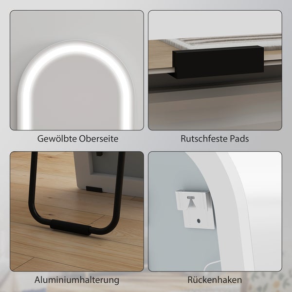 Stehspiegel mit LED-Beleuchtung im Schlafzimmer