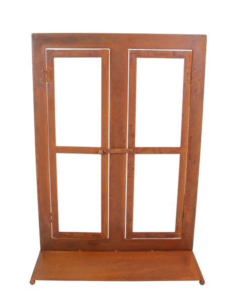 FRANK FLECHTWAREN | Dekofenster Rost, METALL, 57 x 19 x 80 cm