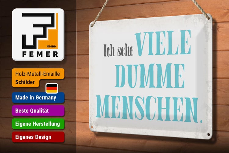 Blechschild Spruch 30x20cm ich sehe viele dumme Menschen