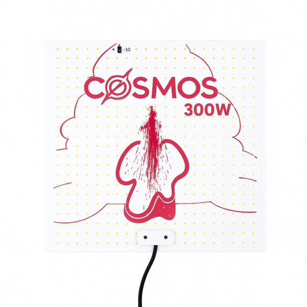 Quadratische Infrarotheizung Cosmos 300 Watt mit dekorativem Grafik-Aufdruck.