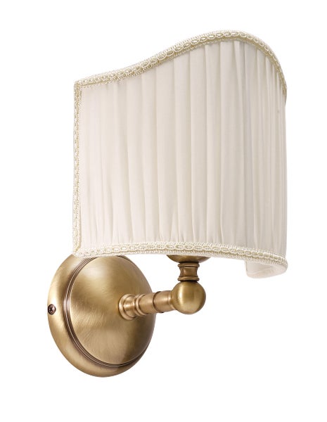 Wandleuchte mit Stoffschirm und Messinghalterung