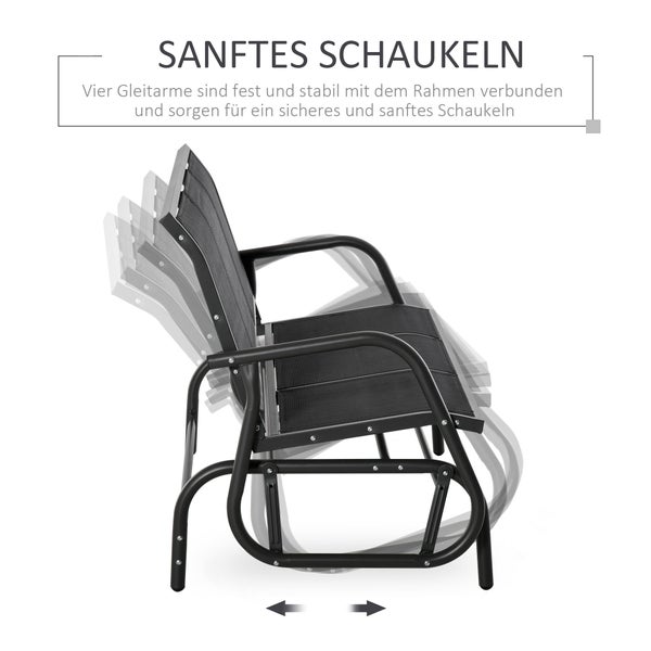 Outsunny Schaukelstuhl, 3-Sitzer Gartenbank, 120 x 70 x 85 cm, Metall, Dunkelgrau
