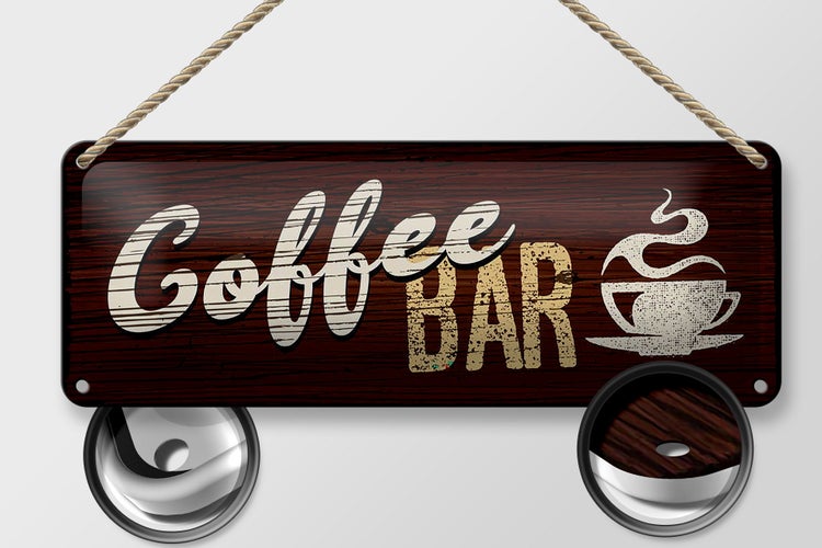 Blechschild Spruch 27x10cm Coffee Bar Dekoration