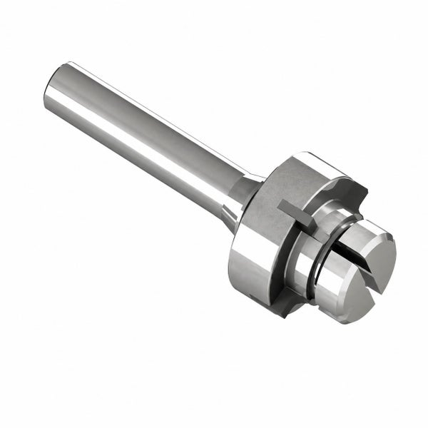 Aufspanndorn aus Metall für Zubehör von Rotationswerkzeugen mit Schraubkopf.
